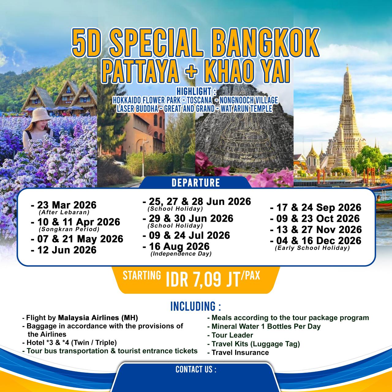 Paket Wisata 5D SPECIAL BANGKOK PATTAYA + KHAO YAI