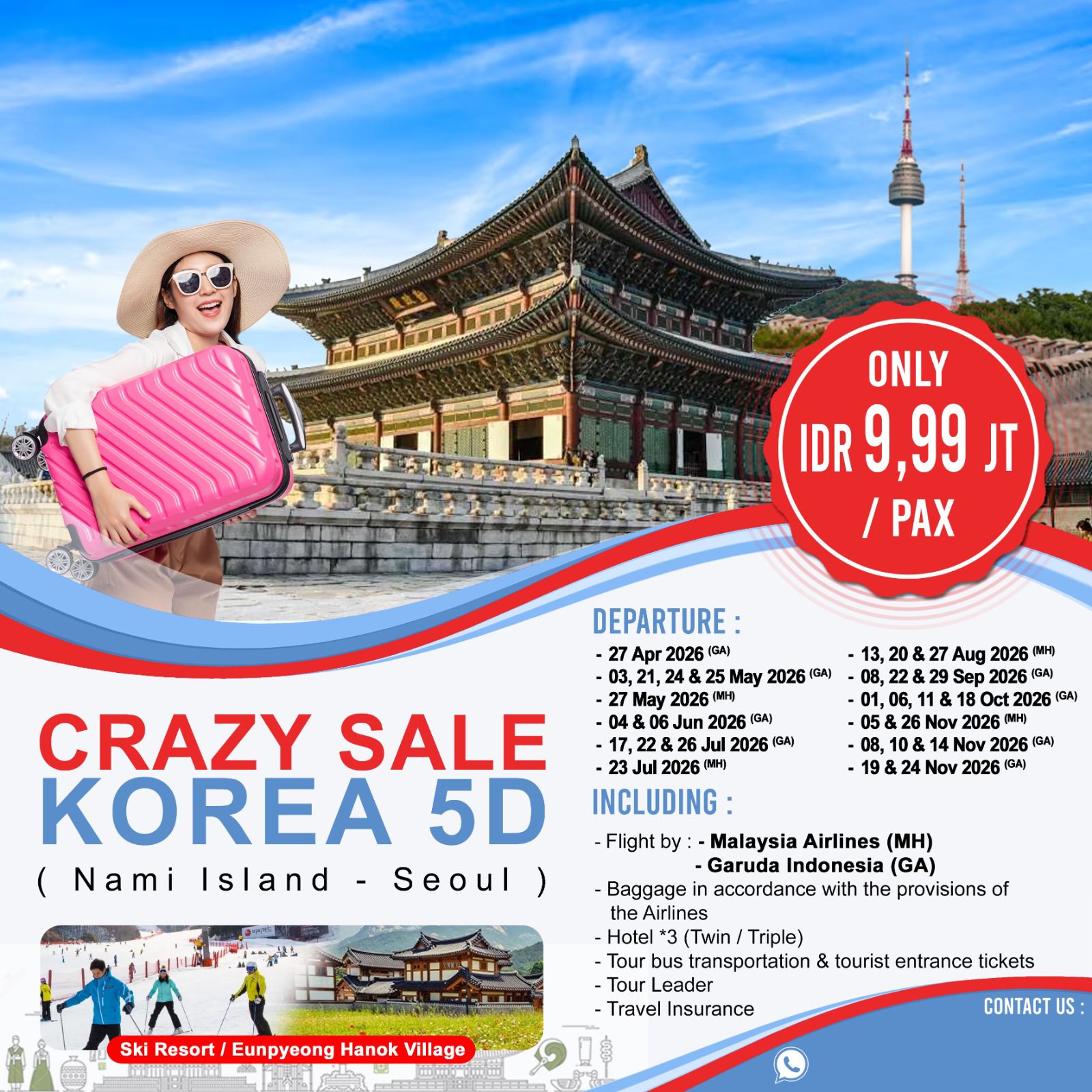 Paket Wisata 5D CRAZY SALE KOREA (Nami Island - Seoul)