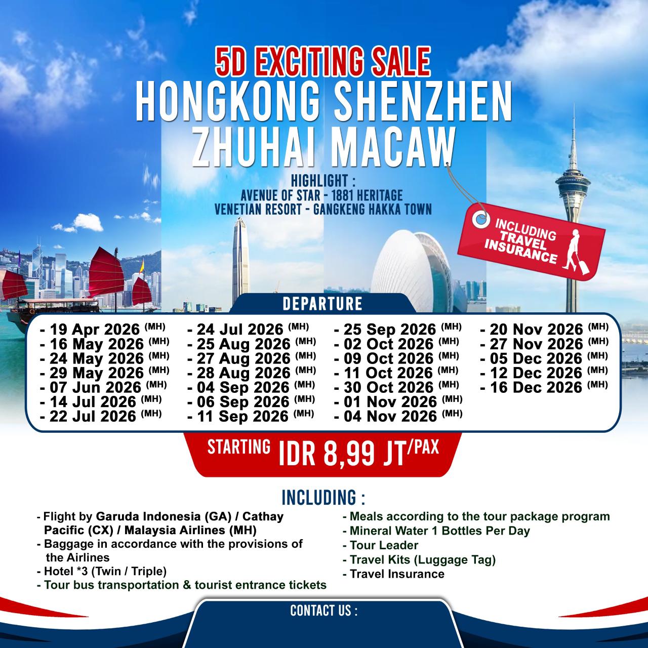 Paket Wisata 5D HONGKONG SHENZHEN ZHUHAI MACAW