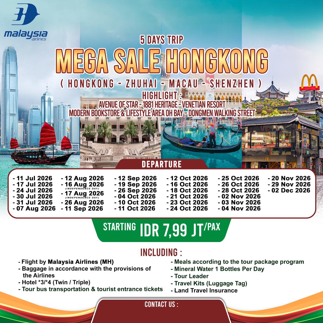 Paket Wisata 5D MEGA SALE HONGKONG (HONGKONG-ZHUHAI-MACAU-SHENZHEN)