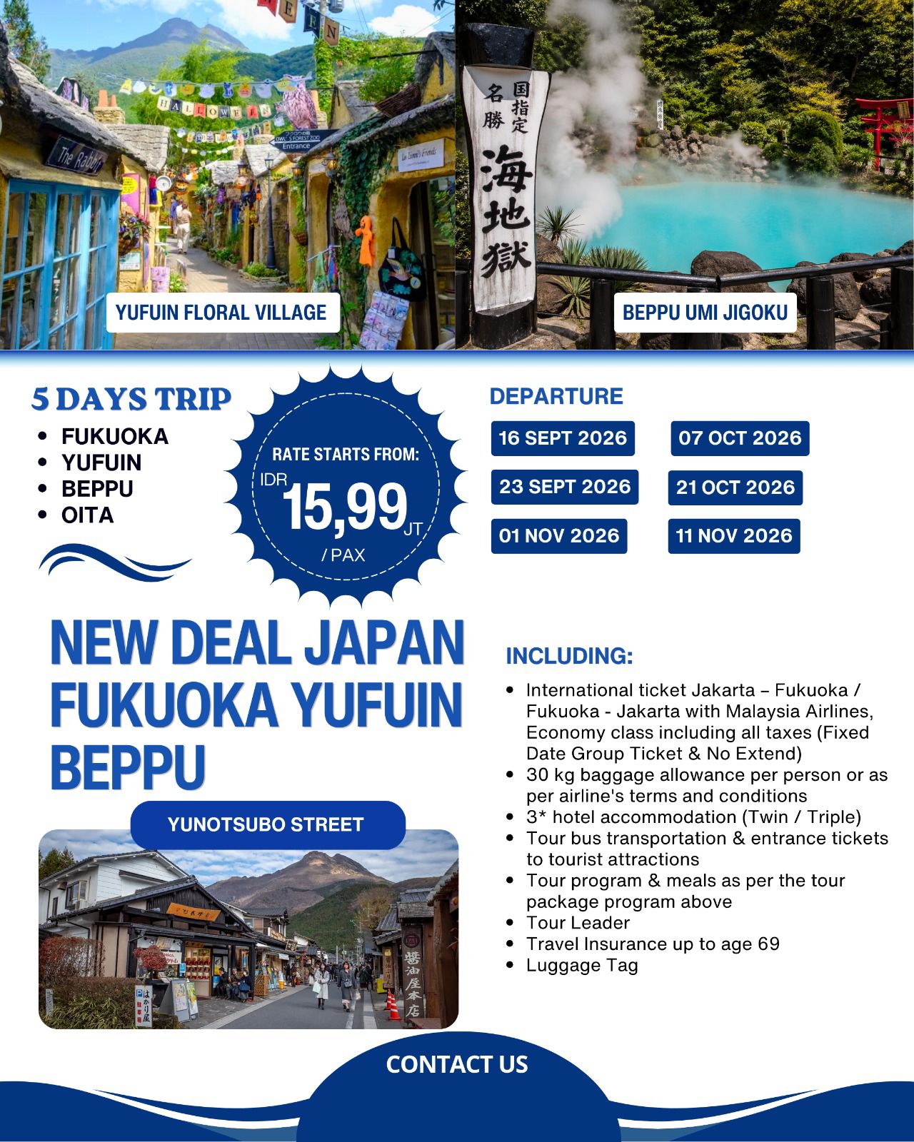 Paket Wisata 5D NEW DEAL JAPAN FUKUOKA YUFUIN BEPPU