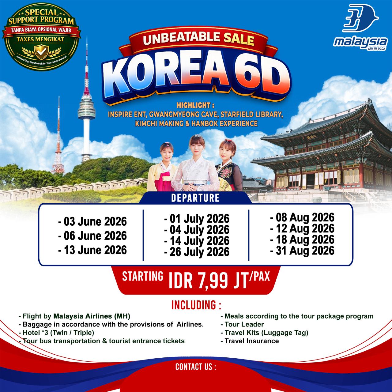 Paket Wisata 6D UNBEATABLE SALE KOREA