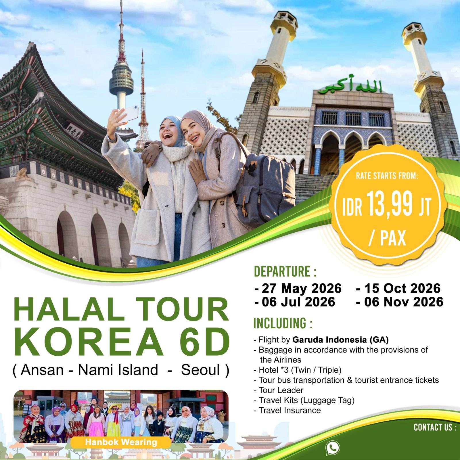 Paket Wisata 6D HALAL TOUR KOREA (Ansan - Nami Island - Seoul)